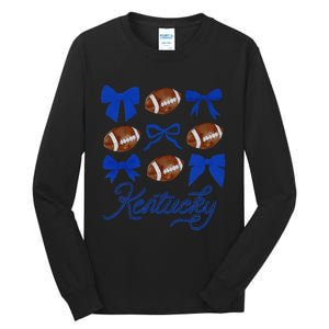 Women Coquette Bow Football Kentucky Gift Tall Long Sleeve T-Shirt