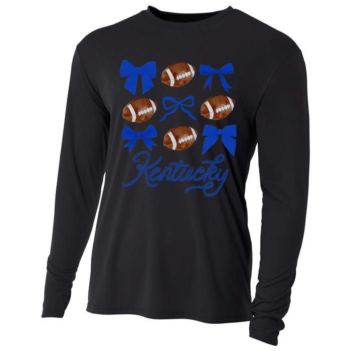 Women Coquette Bow Football Kentucky Gift Cooling Performance Long Sleeve Crew