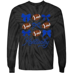 Women Coquette Bow Football Kentucky Gift Tie-Dye Long Sleeve Shirt