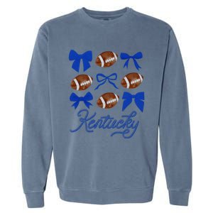 Women Coquette Bow Football Kentucky Gift Garment-Dyed Sweatshirt