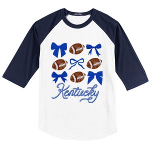 Women Coquette Bow Football Kentucky Gift Baseball Sleeve Shirt