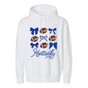 Women Coquette Bow Football Kentucky Gift Garment-Dyed Fleece Hoodie