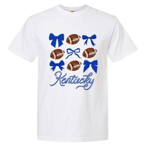 Women Coquette Bow Football Kentucky Gift Garment-Dyed Heavyweight T-Shirt