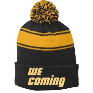 We Coming Buffaloes Football Stripe Pom Pom Beanie