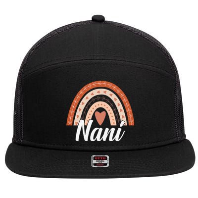 Womens Cute Boho Rainbow Nani Mother's Day Best Nani Mommy Grandma 7 Panel Mesh Trucker Snapback Hat