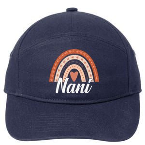 Womens Cute Boho Rainbow Nani Mother's Day Best Nani Mommy Grandma 7-Panel Snapback Hat