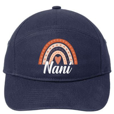 Womens Cute Boho Rainbow Nani Mother's Day Best Nani Mommy Grandma 7-Panel Snapback Hat