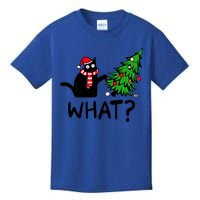 What Christmas Black Cat Pushing Christmas Tree Funny Cat Meaningful Gift Kids T-Shirt