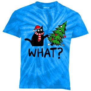 What Christmas Black Cat Pushing Christmas Tree Funny Cat Meaningful Gift Kids Tie-Dye T-Shirt