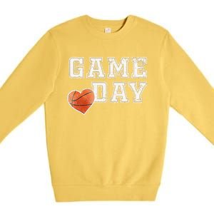 Women's Cute Basketball Mom Friday Night Game Day Premium Crewneck Sweatshirt