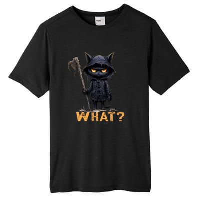 What Cat Black Cat Halloween Scary Cat Angry Cat Funny Tall Fusion ChromaSoft Performance T-Shirt