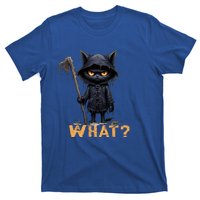 What Cat Black Cat Halloween Scary Cat Angry Cat Funny T-Shirt