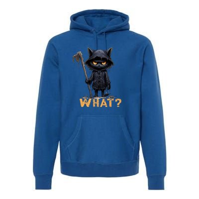 What Cat Black Cat Halloween Scary Cat Angry Cat Funny Premium Hoodie