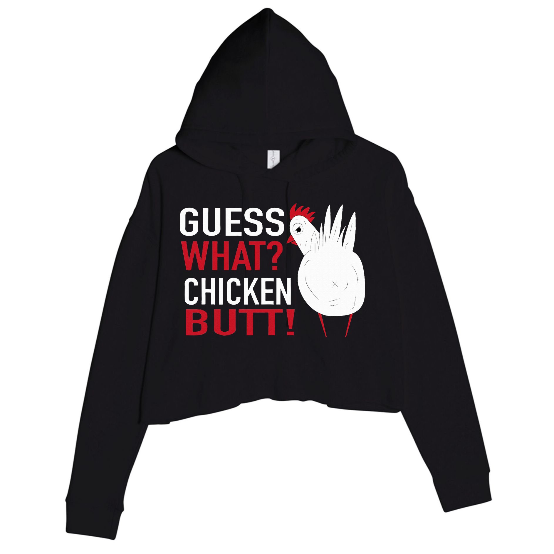 White Chicken Butt! Funny Design  Crop Fleece Hoodie