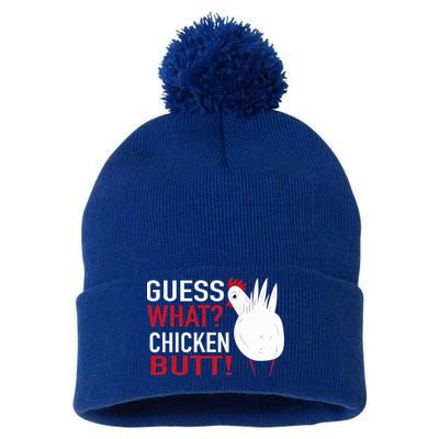 White Chicken Butt! Funny Design  Pom Pom 12in Knit Beanie
