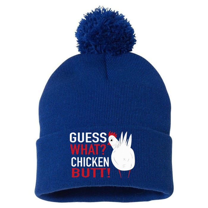 White Chicken Butt! Funny Design  Pom Pom 12in Knit Beanie