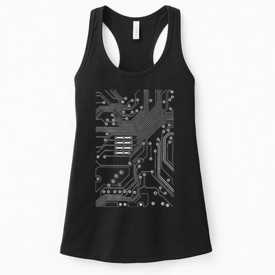White Circuit Board Mother Board Computer Programmer Gift Women's Racerback Tank