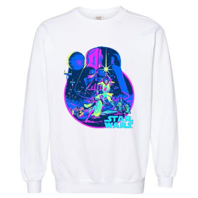 Wars Classic Bright Neon Poster Art Garment-Dyed Sweatshirt