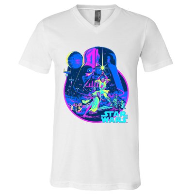 Wars Classic Bright Neon Poster Art V-Neck T-Shirt