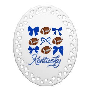 Women Coquette Bow Football Kentucky Ceramic Oval Ornament