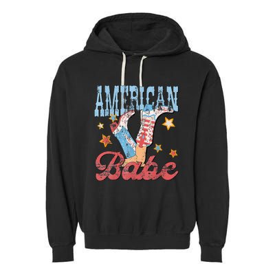 Western Cowgirl Boots Retro American Girl Babe Garment-Dyed Fleece Hoodie