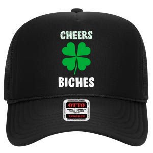 Womens Cheers Bitches Funny St Patricks Day Gifts Women High Crown Mesh Back Trucker Hat