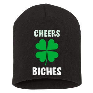 Womens Cheers Bitches Funny St Patricks Day Gifts Women Short Acrylic Beanie