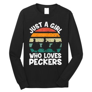 Womens Chicken Butt A Girl Who Loves Peckers Chicken Long Sleeve Shirt