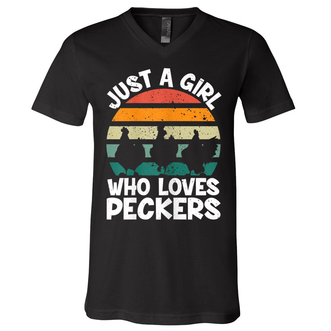 Womens Chicken Butt A Girl Who Loves Peckers Chicken V-Neck T-Shirt