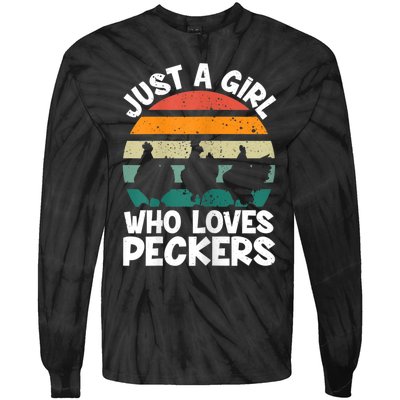 Womens Chicken Butt A Girl Who Loves Peckers Chicken Tie-Dye Long Sleeve Shirt