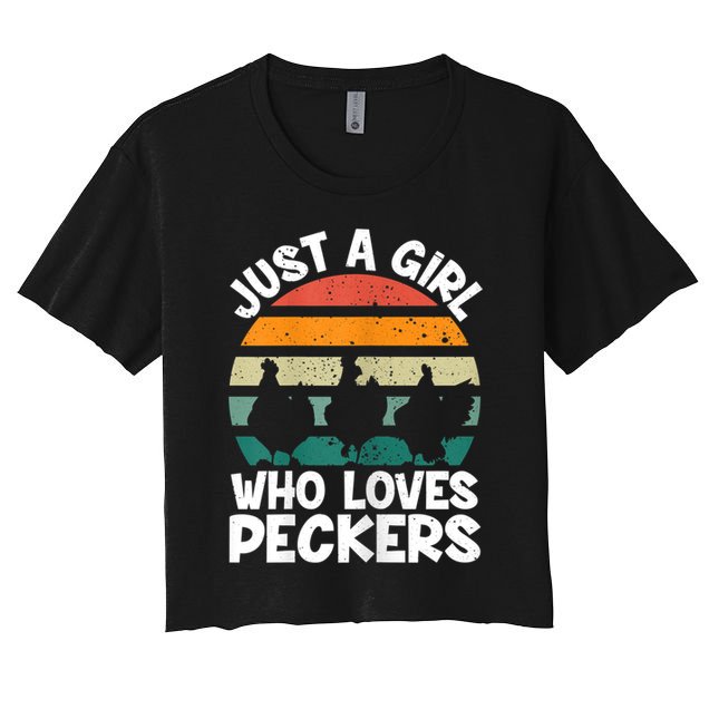 Womens Chicken Butt A Girl Who Loves Peckers Chicken Women's Crop Top Tee