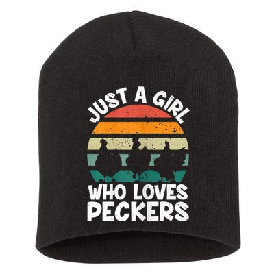 Womens Chicken Butt A Girl Who Loves Peckers Chicken Short Acrylic Beanie
