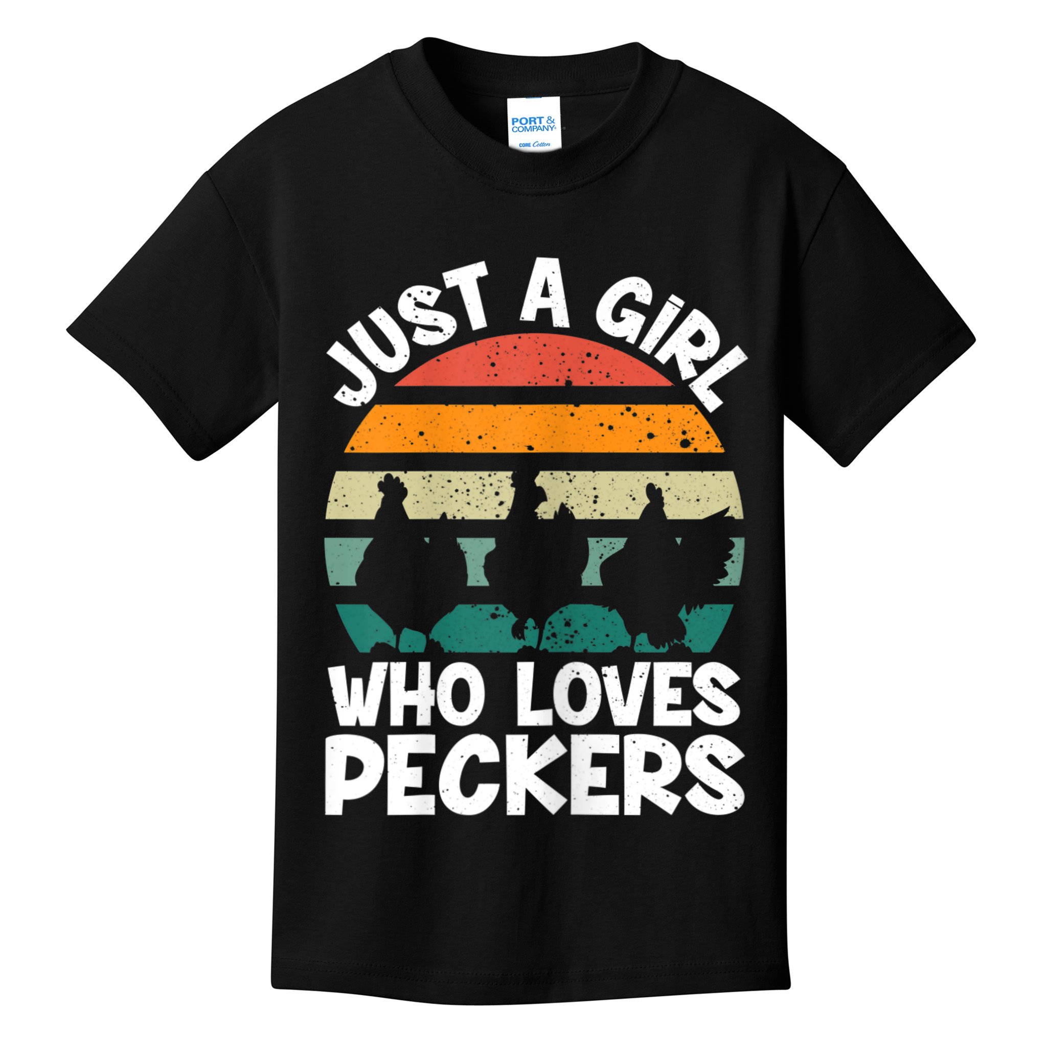 Womens Chicken Butt A Girl Who Loves Peckers Chicken Kids T-Shirt