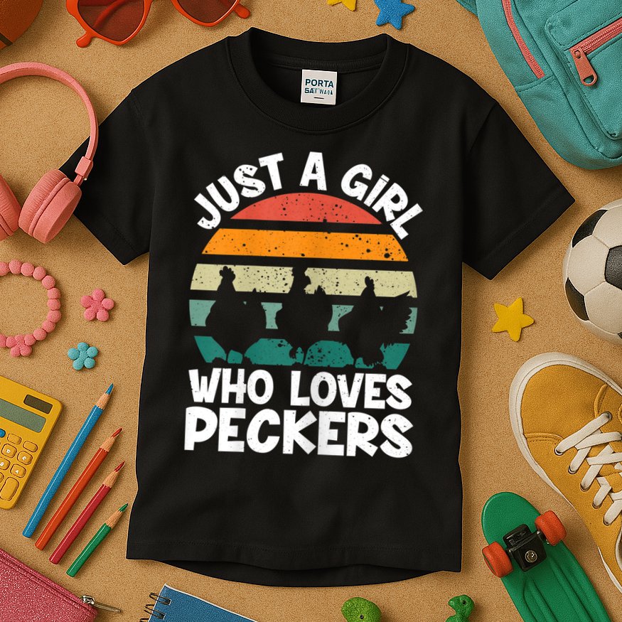 Womens Chicken Butt A Girl Who Loves Peckers Chicken Kids T-Shirt