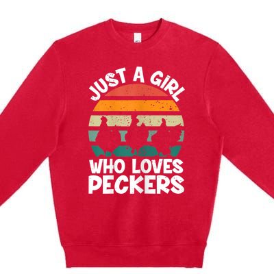 Womens Chicken Butt A Girl Who Loves Peckers Chicken Premium Crewneck Sweatshirt