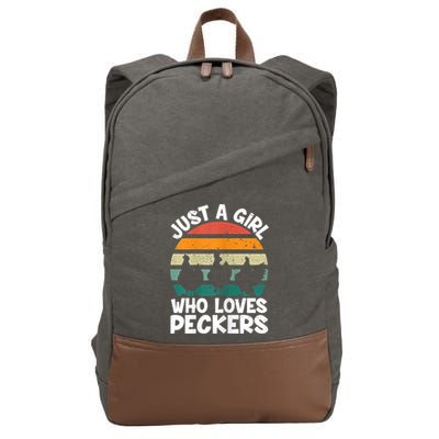 Womens Chicken Butt A Girl Who Loves Peckers Chicken Cotton Canvas Backpack