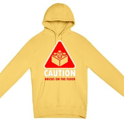 Warning Caution Building Blocks Bricks On Floor Premium Pullover Hoodie