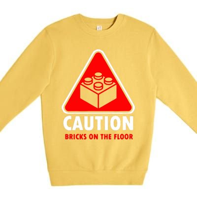 Warning Caution Building Blocks Bricks On Floor Premium Crewneck Sweatshirt