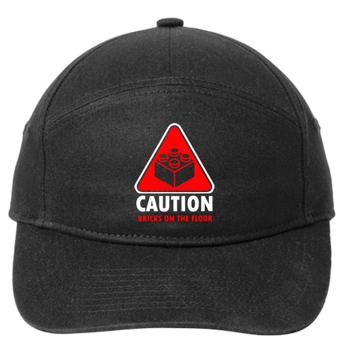 Warning Caution Building Blocks Bricks On Floor 7-Panel Snapback Hat