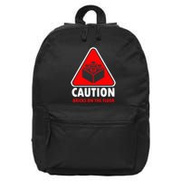 Warning Caution Building Blocks Bricks On Floor 16 in Basic Backpack