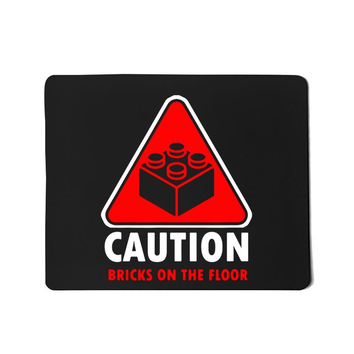 Warning Caution Building Blocks Bricks On Floor Mousepad