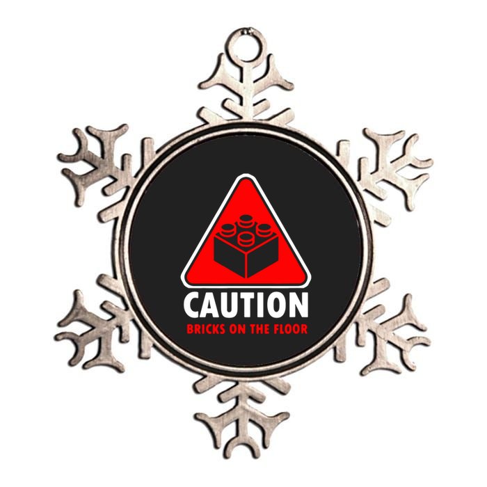 Warning Caution Building Blocks Bricks On Floor Metallic Star Ornament