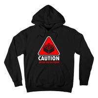 Warning Caution Building Blocks Bricks On Floor Tall Hoodie