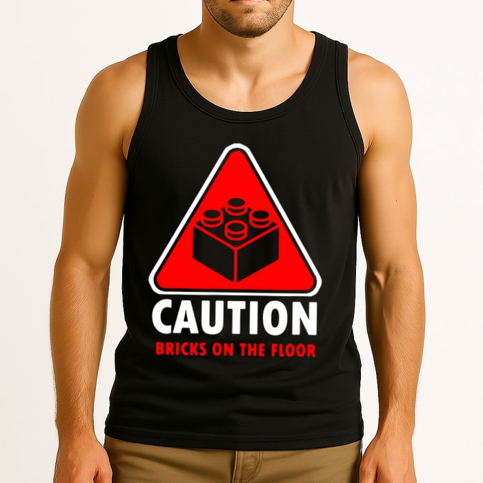 Warning Caution Building Blocks Bricks On Floor Tank Top