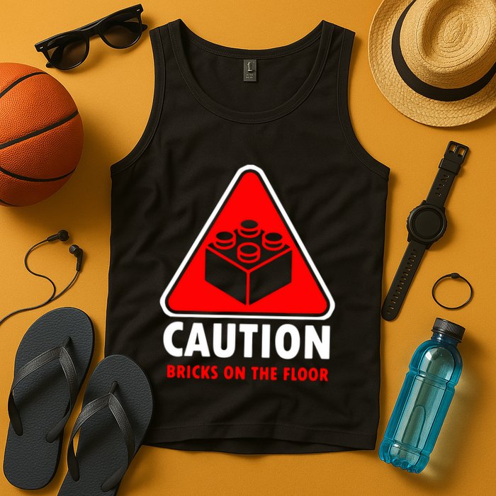 Warning Caution Building Blocks Bricks On Floor Tank Top