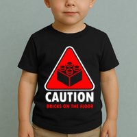 Warning Caution Building Blocks Bricks On Floor Toddler T-Shirt