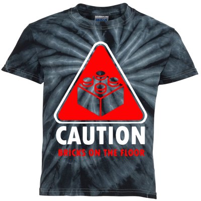 Warning Caution Building Blocks Bricks On Floor Kids Tie-Dye T-Shirt