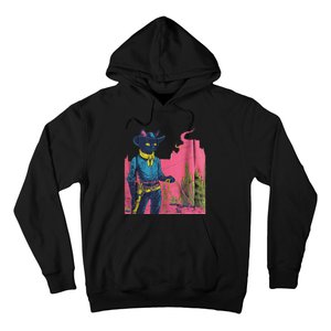 Western Cowboy Black Cat Print Hoodie