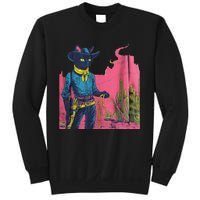 Western Cowboy Black Cat Print Sweatshirt