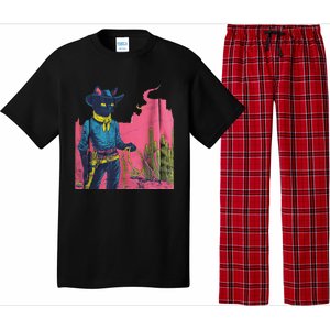 Western Cowboy Black Cat Print Pajama Set